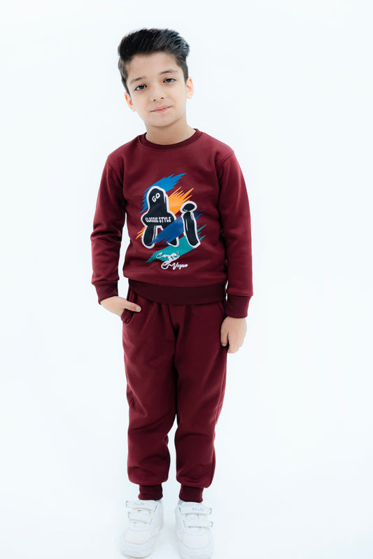 Boys Maroon AI Tracksuit