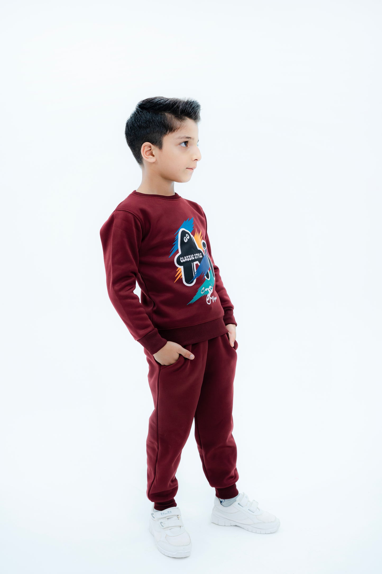 Boys Maroon AI Tracksuit